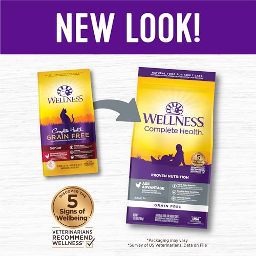 Wellness Complete Health Senior Dry Cat Food for Indoor and Outdoor Cats, Grain-Free, Natural, Age Advantage Chicken & Chicken Meal (5 Pound Bag) - Thumbnail 3
