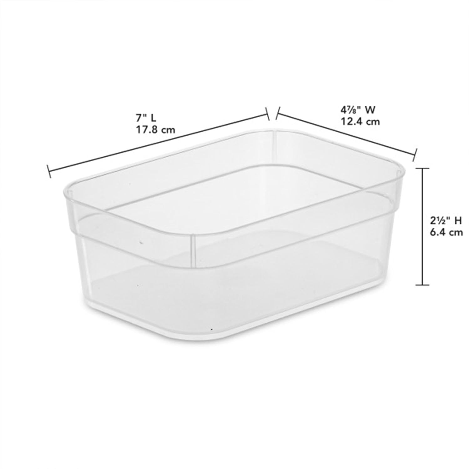 Sterilite Medium Storage Tray Containers with Sturdy Banded Rim and Textured Bottom for Desktop and Drawer Household Organization, Clear, 24 Pack