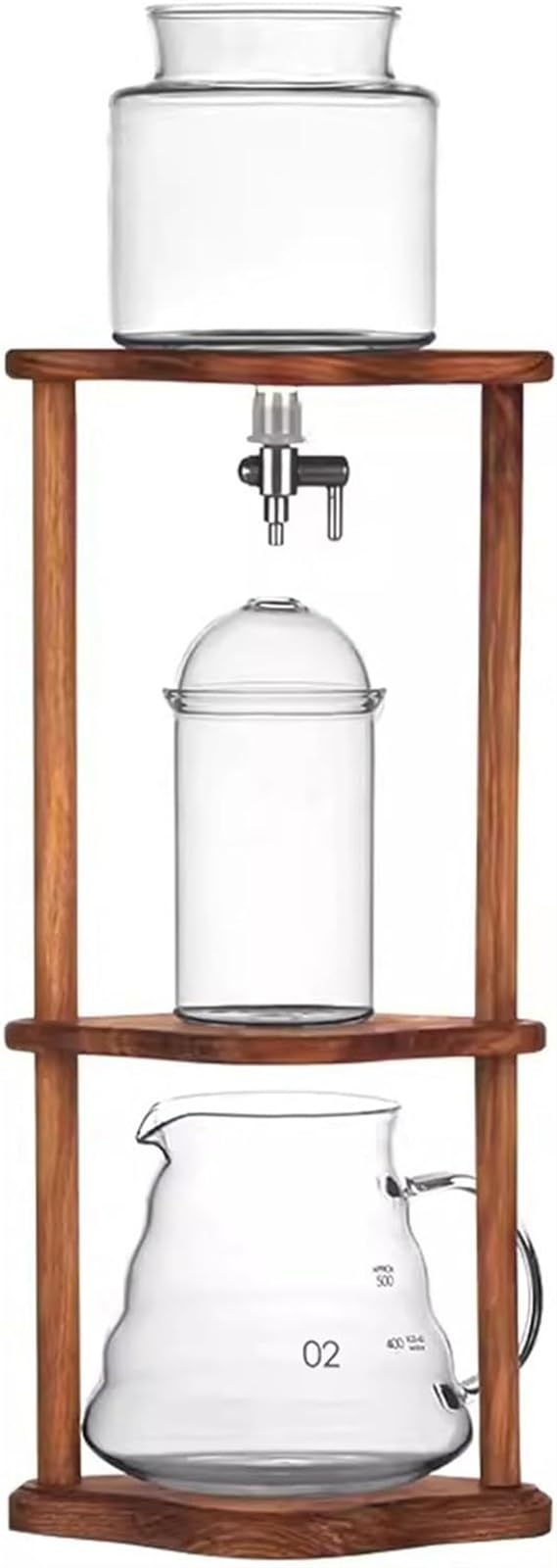 THE WHITE SHOP Cold Brew Drip Tower, Wooden Stand, Adjustable Speed Drip, Coffee Lover Gift, Glass Drip Coffee Ice Drip Coffee Maker Borosilicate Glass Ice Drip Cold Brew Drip Coffee Maker