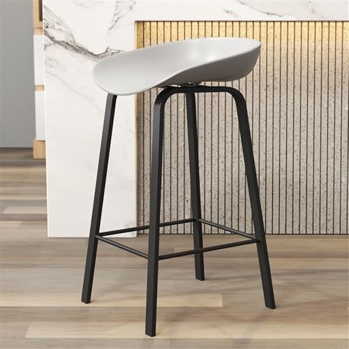 Chaise de bar en bois gris avec structure robuste en fer - 4