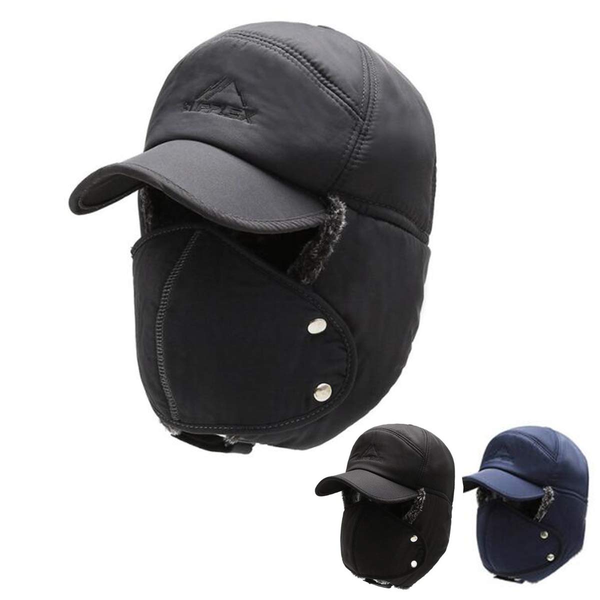 Winter Trapper Hats for Men Warm Thermal Fur Bomber Hats Insulated Baseball Cap with Ear Flap Face Cover Windproof Snowproof Ushanka Hats Trooper Hat for Ski, Hunting Cycling Winter Sports ()