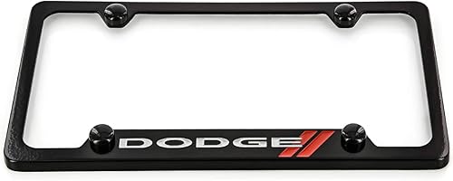 Miniatura 2 de Dodge Marco de matrícula con logotipo (4 agujeros de zinc, negro  parte inferior)