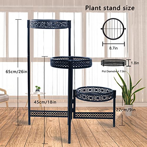 Zhazhadi Metal Plant Stand Shelf Indoor Outdoor, 3 Tier Tall Corner Flower Pot Holder Stands Shelves For Plants Multiple, Vertical Tiered Planter Rack For Patio, Living Room, Balcony, Black #TOP2