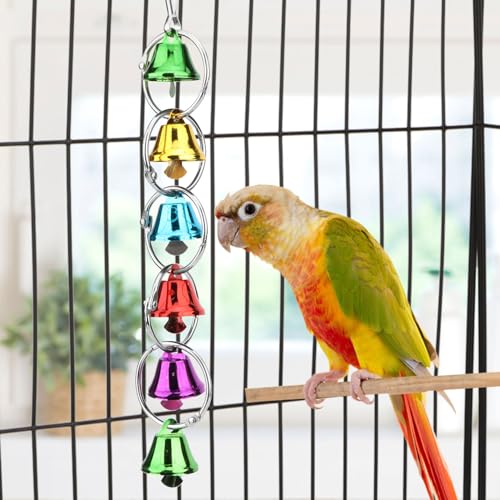 Image of Hypeety Parrot Chew Toys Swing Colorful Bells Chandelier Bird Hanging Toy Parrot Cage Craft Toys Cages African Grey Conure Cockatiel Hanging Bell C