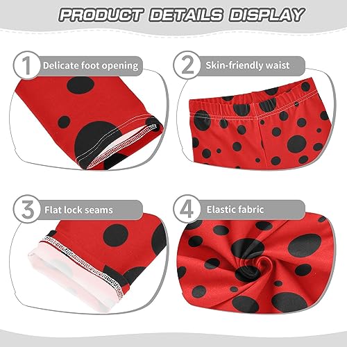 Ladybug Pattern Black Spots On Red Girls Leggings Dance Running Workout Yoga Pants3