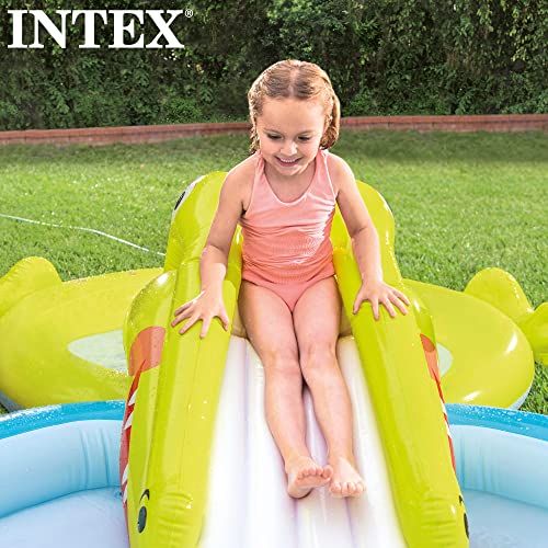 INTEX 57164 - Piscina infantil hinchable con dispersor de agua y tobogan playa, centro de juegos para niños