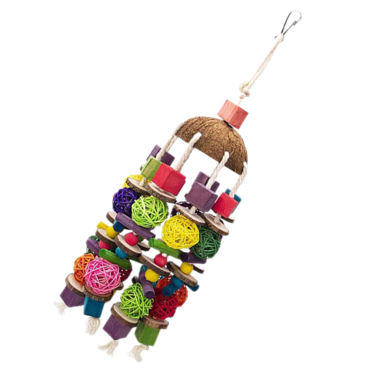 minkissy 2 Piezas de Juguetes Colgantes de forrajeo para pájaros para cacatúas, Soporte de Perca de pájaros, Juguete de búsqueda para Loros, periquitos, Juguetes para Jaula, Cono de de Madera