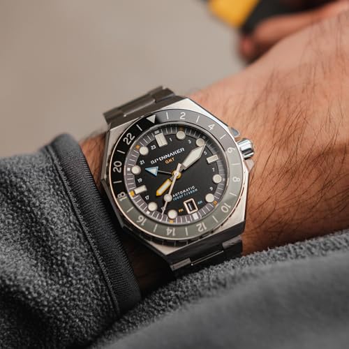 Image of Spinnaker Dumas Men's Automatic GMT Dive Watch - Seiko NH34 Movement, 44mm Stainless Steel Case, Water Resistant 300m, Stainless Steel Bracelet, SP-5119
