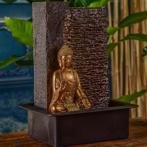 Miniatura 9 de Zen Light - Fuente De Interior De Buda Jati Extraíble Con Diadema Led Amarilla, Decoración Zen Ideal Para Meditación Y Relajación Bomba De Agua Silenciosa Fuente De La Suerte Del Circuito Cerrado