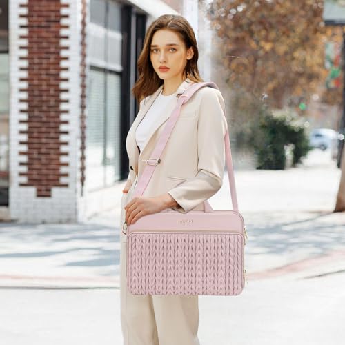 MOSISO Torba na laptopa 13,3 cala, kompatybilna z MacBook Air 13 13,6 M4 M3 M2 M1/Pro 13/14, HP Dell Lenovo ASUS, 13-14" pikowana torba kurierska z uchwytem i kieszenią, różowa