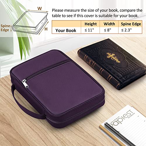 Image of FINPAC Bible Cover, Carrying Book Case Church Bag Bible Protective with Handle and Zippered Pocket, Gift for Mother Lady Women Men, Maroon