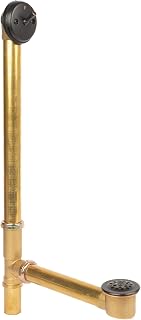 Fine Fixtures Bathtub Shower Drain - 20 Gauge Brass Tubing, Trip Lever Overflow Assembly Tub Drain Kit - Antique Bronze