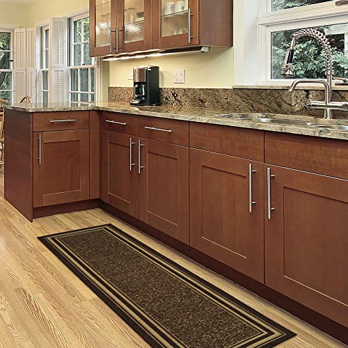 Ottomanson Brown Ottohome Collection Contemporary Bordered, 20 in x 59