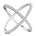 Produktbild SHEGRACE Damen Ring aus Reinem Silber 925 Sterling Ornament Delciate mit Kreuz Glänzend Micro Pave Zirkonia AAA Mehrweg