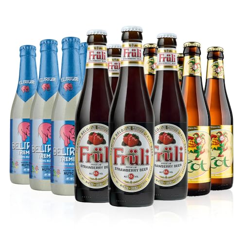 Virgin Wines - Belgian Beer Gift Set – 12 Bottle Mixed Case – Brugse Zot Blond, Delirium Tremens, Fruli Strawberry