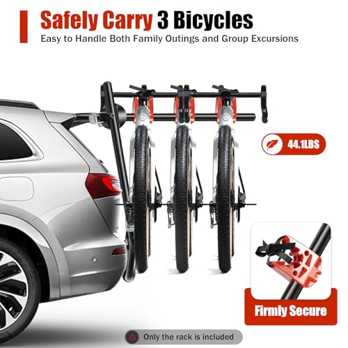 YIYIBYUS 3 Bike Rack Trunk Mount Rack, Foldable Vehicle Bicycle Carrier for Most Cars SUV Sedan Hatchback Minivan, w/Adjustable Straps