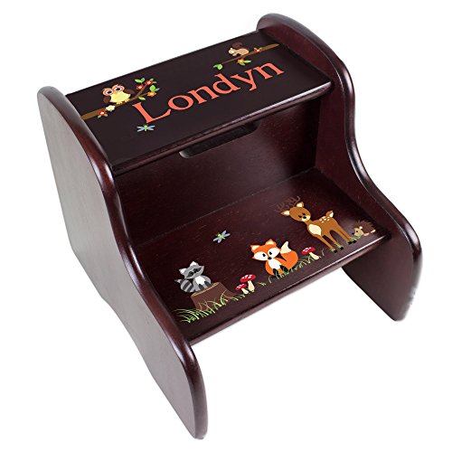 Personalized Espresso Step Stool (Woodland)