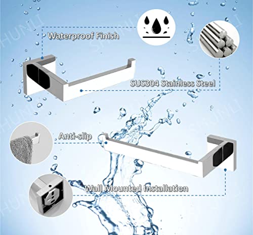 SHUNLI Bathroom Accessories Hardware Set 2 Pieces, Hand Towel Holder+Toilet Paper Holder, Chrome - Image 3