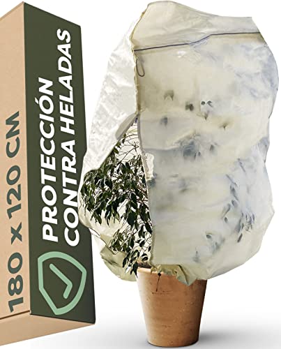 Praknu Saco Cubre Plantas 180x120cm - Outdoor - Resistente a Desgarros - Transpirable - Lavable - Reutilizable - 80g/m² - Beige