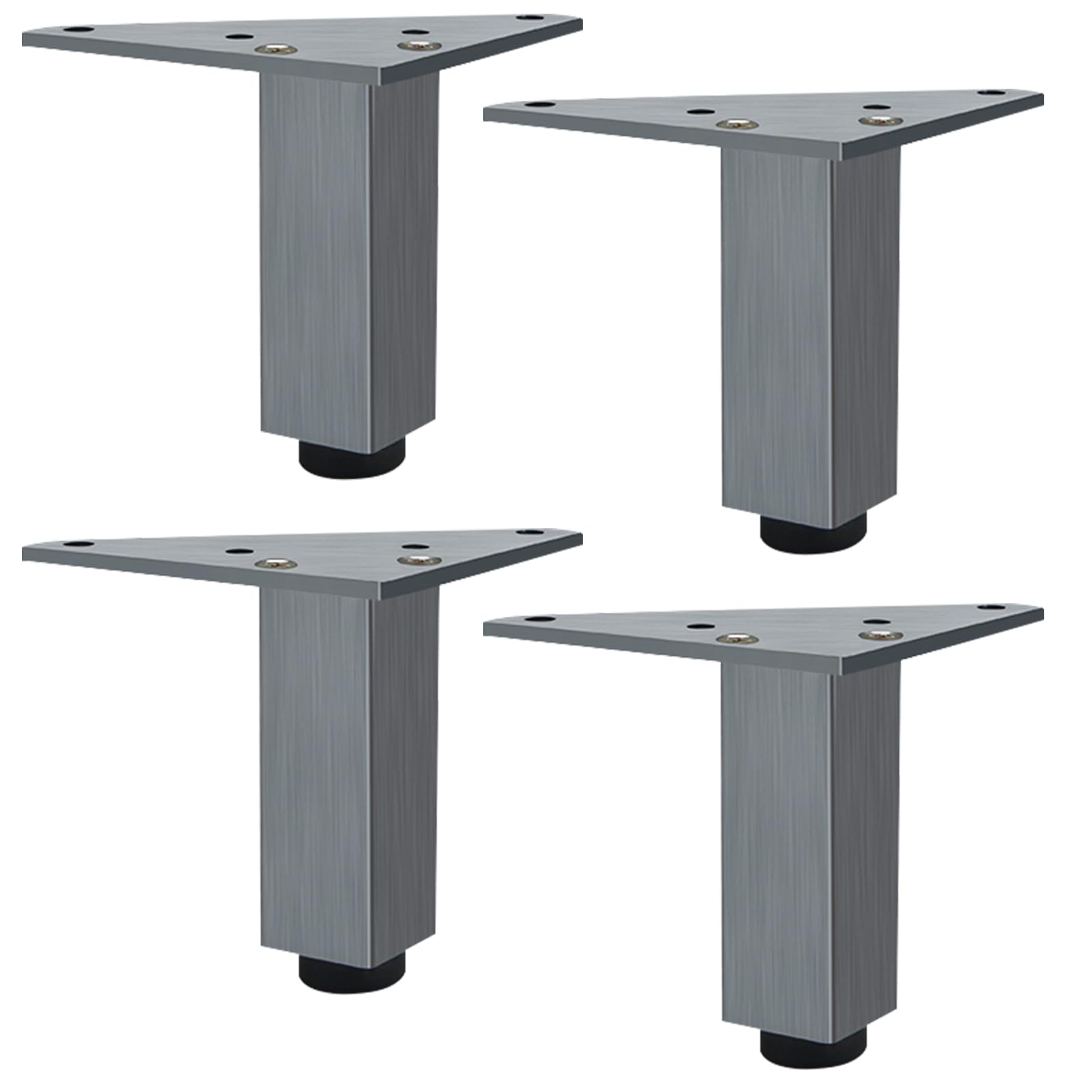 SZLXJMFL Gray, 4pcs Table Legs DIY Metal Furniture Feet Adjustable 6cm-40cm Heavy Duty Sofa Legs Cabinet Legs Cupboard Feet Kitchen Foot, Rubber Anti-slip Mat, Free Screw-12cm/4.7"