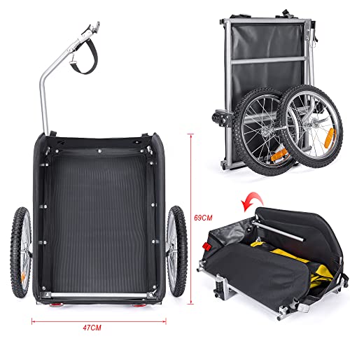 CXWXC Fahrradanhänger mit Stoßdämpfer - Großer Laderaum bis 120L, Tragkraft 40KG, Klappbarer Lastenanhänger mit Abdeckplane und Sicherheitsfahne - Perfekt für den täglichen Transport