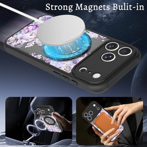 OOK Magnetic Case for iPhone 17 Pro Max with Kickstand,Purple Flower by OOK - Used condition - Image 2