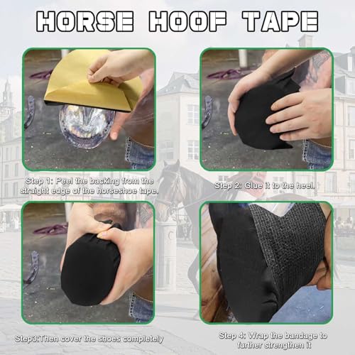 Pacote com 15 fitas de casco de cavalo com 3 rolos de envoltório veterinário, embalagem de casco de