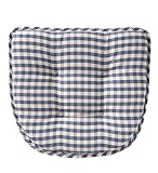 Plow & Hearth Non-Slip Tufted Gingham Chair Pad, 15 L x 16 W x 2 H - Blue