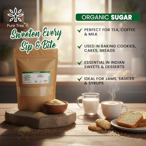 Image of Pure Tree Certified Organic Sugar | 350 g | Sulphurless Cheeni, Shakkar | Gluten-Free Chini Processed From Sugarcane