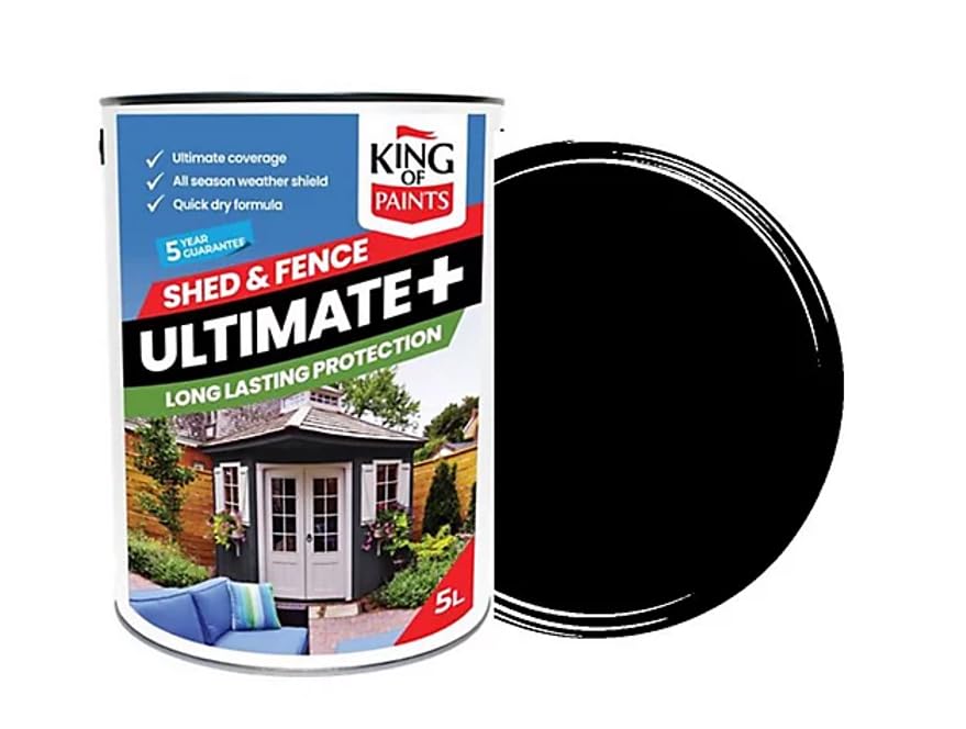 Black Fence and Shed Paint King of Paints One Coat 5Litres Saving you time and energy