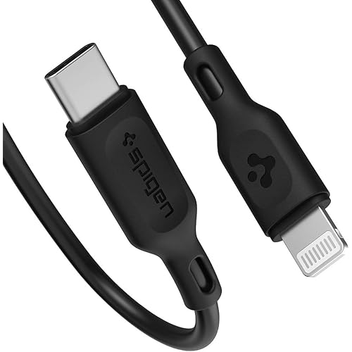 Spigen DuraSync USB C to Lightning Cable [3ft MFi Certified] [Supports Power Delivery] Works with iPhone XR, XS, XS Max, X, 8, 8 Plus and iPad with Lightning Charger Port (Black)