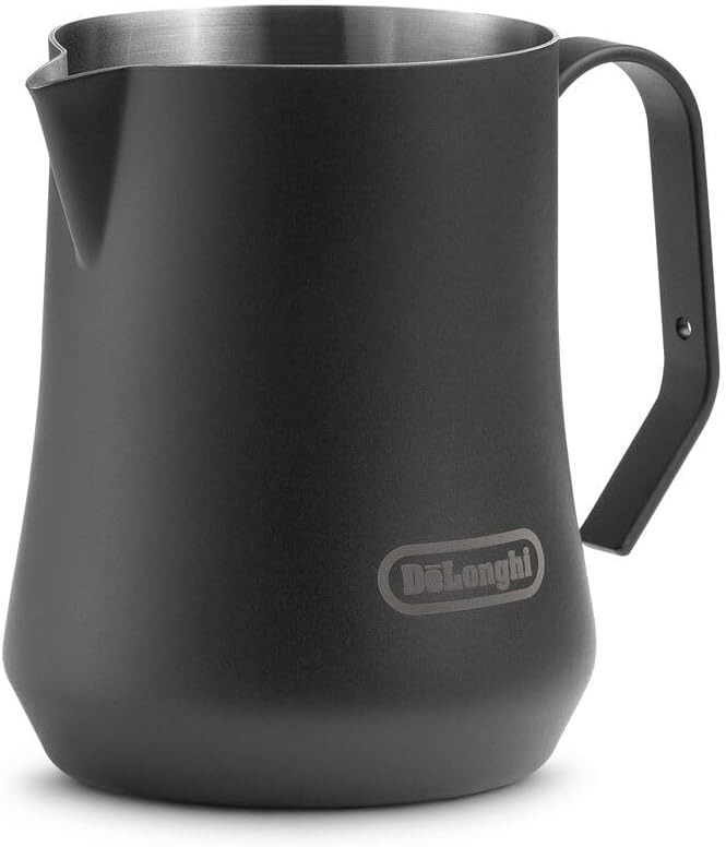 Jarra para espumar leche De'Longhi, acero inoxidable negro mate, 17 oz