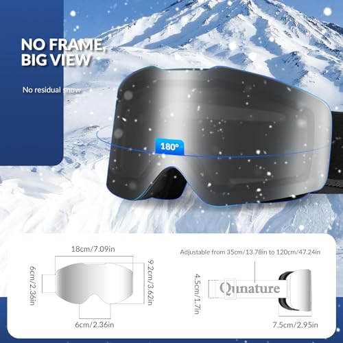 Qunature Frameless Ski Goggles OTG UV400 Protection Anti-Fog Mirrored Snowboard Goggles for Men Women Ski Glasses - Image 4