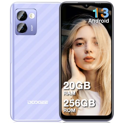 DOOGEE N50 Pro Teléfono Móvil Libres 2024, 20GB RAM+256GB ROM, Android 13, 50MP AI Cámara, 6,52 Pulgadas HD+, 1TB Ampliable, 4200mAh Batería 18W, Widevine L1 Smartphone 4G OTG/GPS/Face ID-Huella