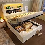 LAKFEW Camas Juveniles Cama 90x200 cm con USB y LED, Sin Colchon