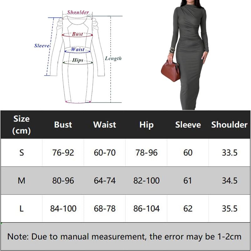 Haibang Robe Longue Moulante Sexy à Col Rond pour Femme Bodycon Maxi Slim Fit Élégante pour Soirée Cocktail Party Fête Club Disco Nuit Bal Casual