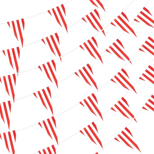 MAQIHAN Red & White Striped Banner