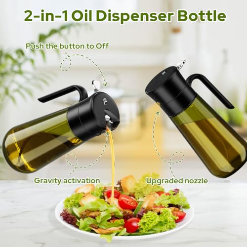 Euqvunn 2-In-1 Ölspender Und Ölsprüher Mit Silikonpinsel, 580ml Lichtgeschützte Öl Sprühflasche Für Olivenöl – Hält Das Öl Frisch… – Ansicht 3
