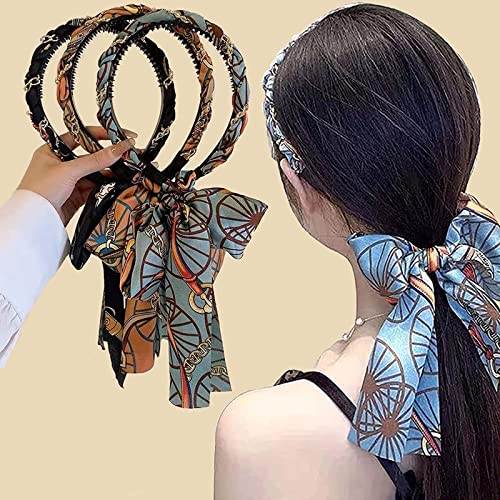Lot de 3 bandes de cheveux en tissu satiné, bandeau rétro long ruban, antidérapant facile à utiliser, ruban pour cheveux enveloppant la tête adapté aux femmes de tous âges à porter Cover