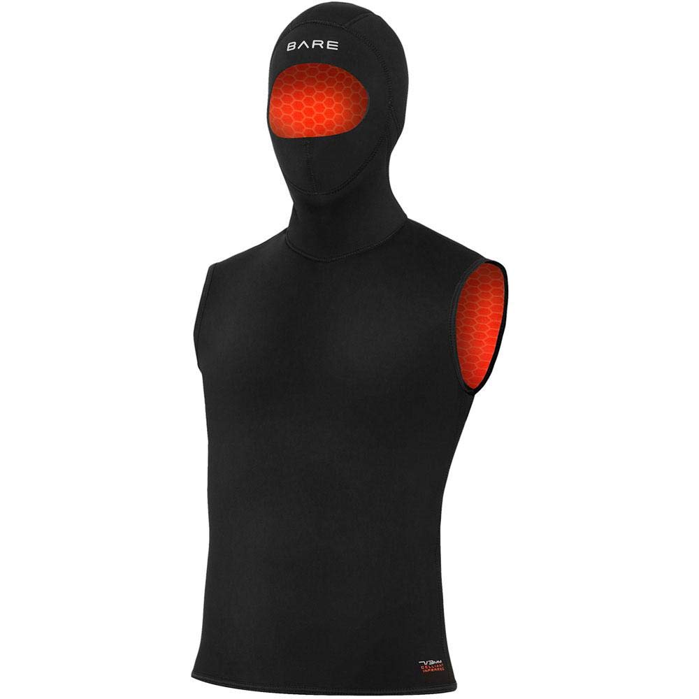 BARE 5/3MM Men's Ultrawarmth Hooded Vest: Wear Inside or Outside Your Wetsuit, Black S