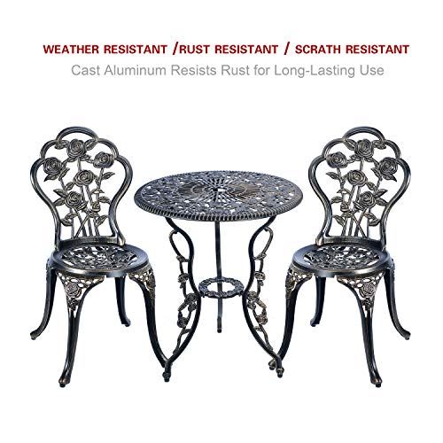 C/G 3 Piece Bistro Set,Outdoor Patio Set,Anti-Rust Cast Aluminum Bistro Table Set For Park Yard Front Porch Furniture thumb #3