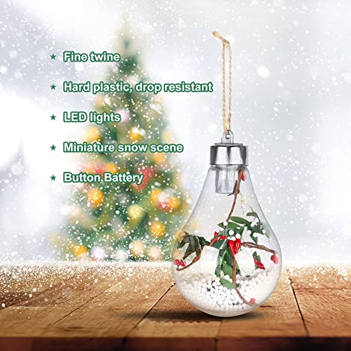 Vapesoon Christmas Balls Ornaments Led Lights Bulbs Ornaments Transparent Hanging Shatterproof Balls Fillable Decorations For Xmas Tree Party Outdoor Indoor 6 Pcs #TOP5