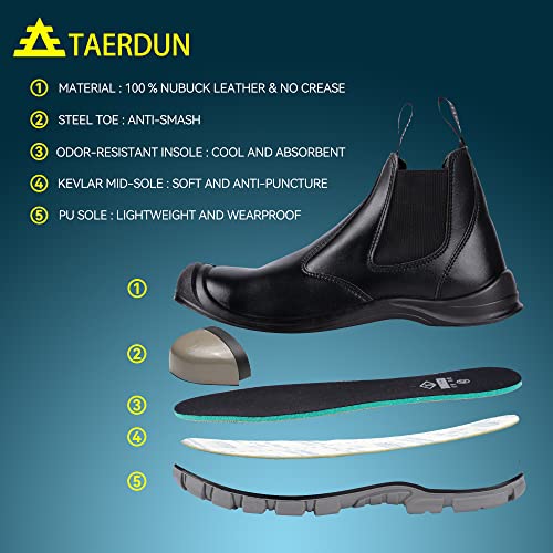 Image of Steel Toe Work Boots for Men Slip on Chelsea Boot with Kevlar Anti-Puncture Sole, ASTM F 2412-24, Men's Industrial & Construction Shoes, Non-Slip Safety Shoes
