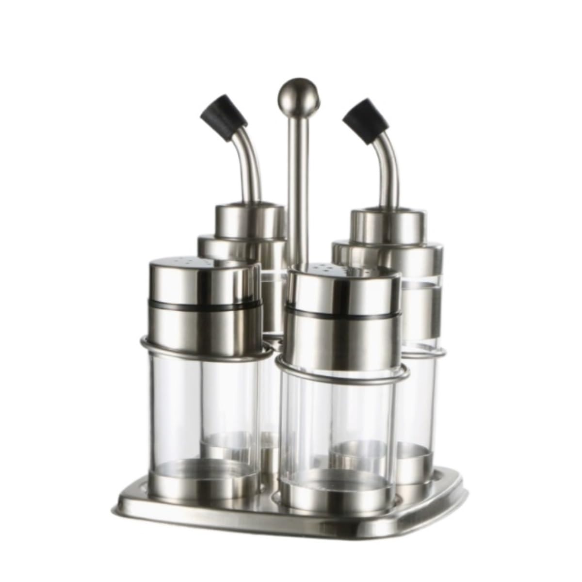 GFJHdfhE Cruet Set - Cooking Tools Stainless Steel Four Piece Seasoning Bottle Kitchen Set Oil Soy Sauce Vinegar Housewares