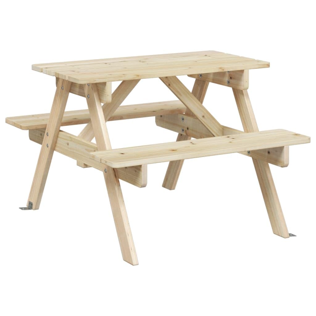 Tavolo da picnic per 4 bambini, con ombrello, in legno massello di abete