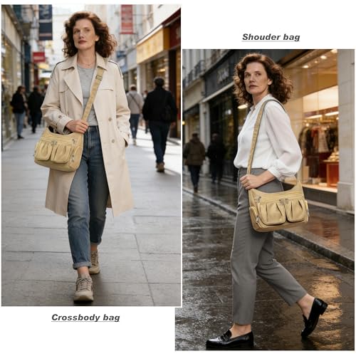 VOLGANIK ROCK Crossbody Purses for Women Shoulder Handbags Lightweight Waterproof Nylon Travel Bag Ladies Pocketbooks(Khaki) - Thumbnail 2