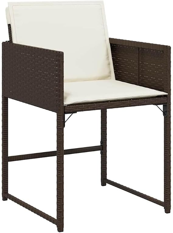 Modern 5-Piece Outdoor Dining Set with Thick Cushions, All-Weather Brown Poly Rattan Patio Furniture for Garden, Backyard, Balcony