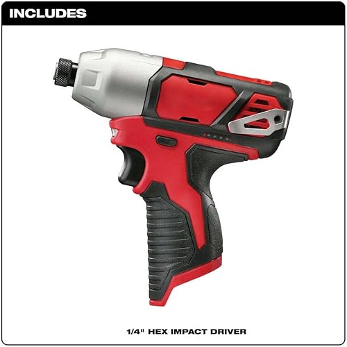 Miniatura 3 de Compatible con destornillador de impacto hexagonal Milwaukee 2462-20 M12 12V 1/4 pulgadas con clip para cinturón, herramienta desnuda