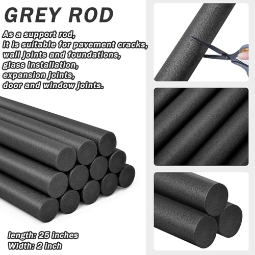 Image of Leyndo 12 Pcs 2 inch x 25.4 inch Long Backer Rod Closed Cell Caulking Filler Rope Concrete Crack Filler Expansion Joint Strips Caulk Saver Foam for Joints Crack Filling(Black)