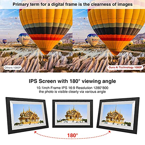 10,1-Calowa Inteligentna Cyfrowa Ramka Na Zdjęcia Z Wi-Fi – Ekran Dotykowy Ips 1280 X 800, Automatyczne Obracanie, Łatwe Udostępnianie Zdjęć Za Pośrednictwem Aplikac